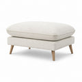 Fußhocker Beige aus Bouclé-Polyester rechteckig mit Buchenholzbeinen 90 x 65 x 43 cm