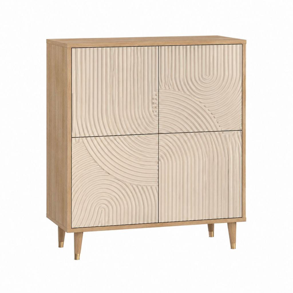 Sideboard mit 4 Türen Eichenoptik MDF rechteckig 90 x 40 x 110 cm