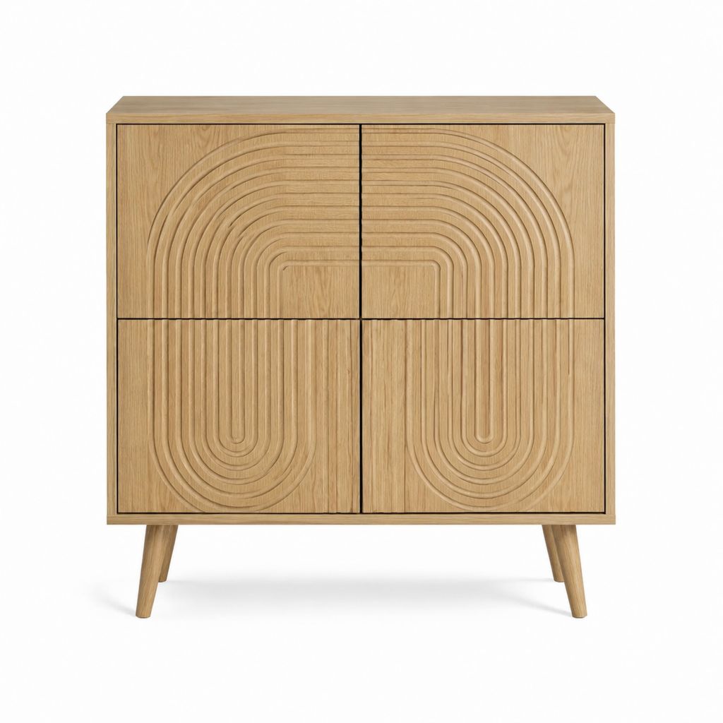 Sideboard Eiche furniert rechteckig mit 4 Türen 100 x 40 x 120 cm