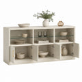 Sideboard Cremeweiß MDF mit Glasböden 3 Türen 160 x 40 x 90 cm