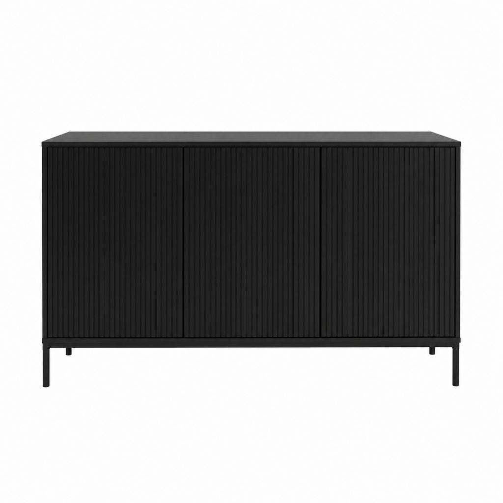 Sideboard Schwarz MDF rechteckig mit 4 Türen 160 x 40 x 80 cm