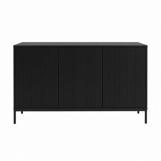 Sideboard Schwarz MDF rechteckig mit 4 Türen 160 x 40 x 80 cm