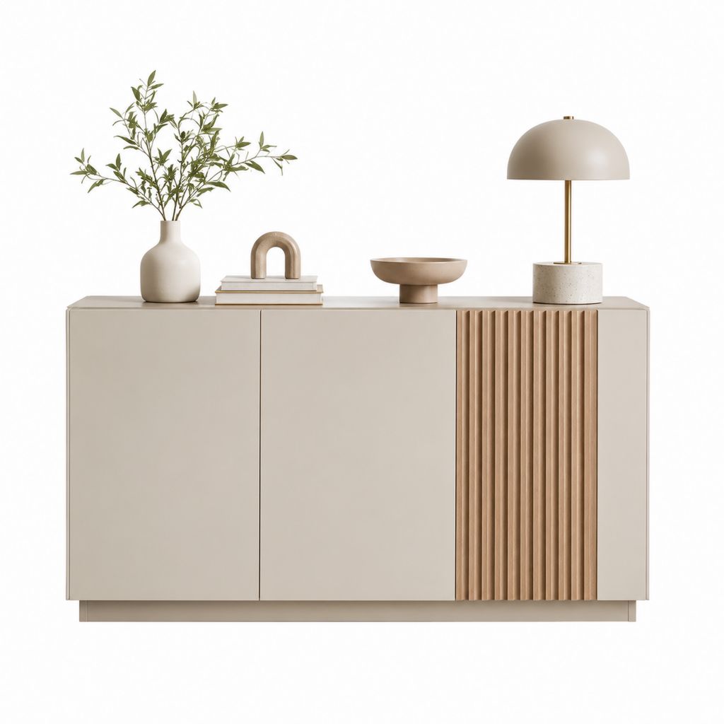 Sideboard Beige MDF mit geriffelter Front 160 x 40 x 80 cm