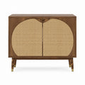Sideboard nussbraun mit Rattantüren aus MDF und Massivholz rechteckig 100 x 45 x 90 cm