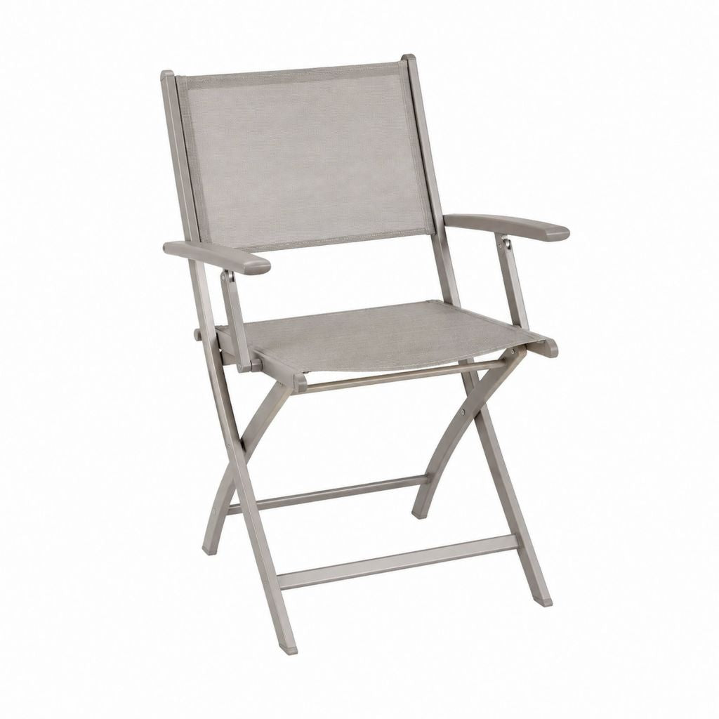 Klappbarer Gartenstuhl Taupe Aluminium Textilene 56 x 60 x 88 cm