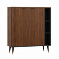 Sideboard mit Schiebetüren Walnussfurnier Schwarz 100 x 40 x 120 cm