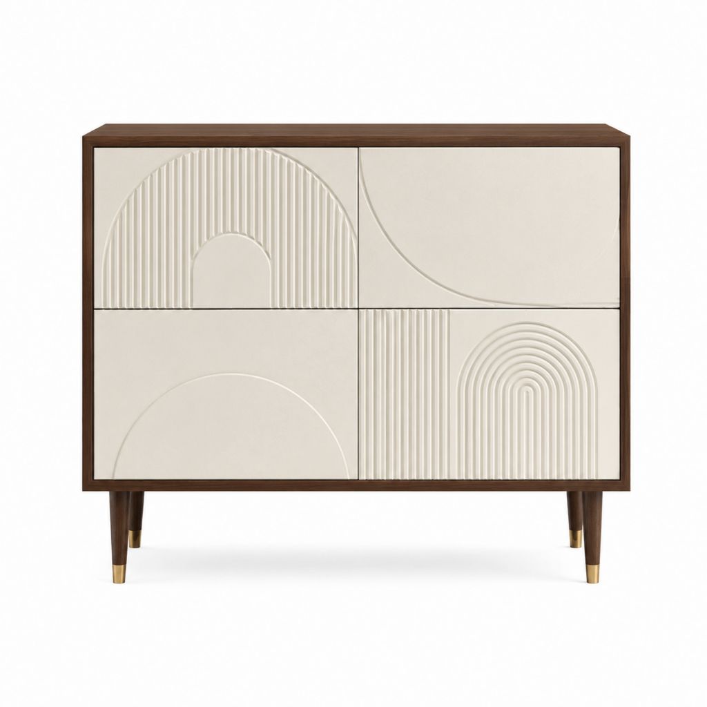 Sideboard mit 4 Türen Walnuss Cremeweiß MDF rechteckig 120 x 40 x 90 cm