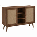 Sideboard mit 2 Rattantüren Walnussfurnier rechteckig 120 x 40 x 90 cm