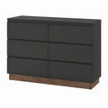 Sideboard Kommode mit 6 Schubladen Schwarz Nussbaum Spanplatte rechteckig 140 x 90 x 45 cm