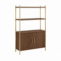 Sideboard mit Regalaufsatz Walnussoptik MDF und Stahl goldfarben 80 x 35 x 180 cm