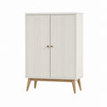 Sideboard Highboard mit 2 Türen Weiß MDF Rechteckig 80 x 40 x 140 cm