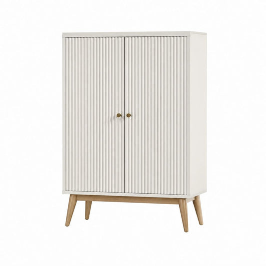 Sideboard Highboard mit 2 Türen Weiß MDF Rechteckig 80 x 40 x 140 cm