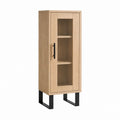 Vitrinenschrank aus MDF mit Eichenfurnier und Riffelglas in Natur 60 x 40 x 180 cm