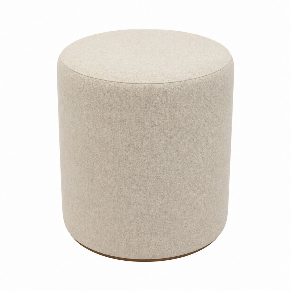 Runder Fußhocker Beige aus Polyester mit PU-Schaum Ø 40 x H 45 cm