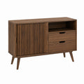 Sideboard Walnuss MDF rechteckig 120 x 40 x 80 cm mit Schiebetür und 2 Schubladen