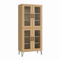 Vitrinenschrank Eiche-Dekor Spanplatte Rauchglas 80 x 40 x 180 cm mit 4 Türen