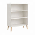 Offenes Sideboard Weiß MDF Rechteckig 60 x 30 x 120 cm mit 3 Fächern und Massivholzfüßen
