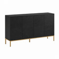 Sideboard Schwarz MDF mit 4 Türen und Stahlfüßen Gold 160 x 40 x 80 cm