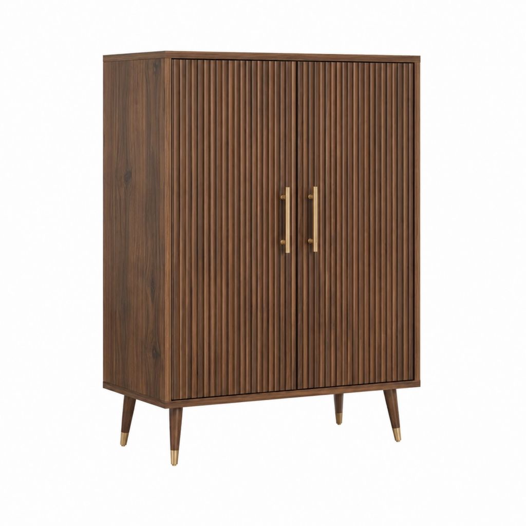 Highboard Walnussbraun aus MDF mit Walnussfurnier rechteckig 100 x 45 x 150 cm