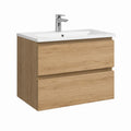 Waschtischunterschrank Set mit Keramikwaschbecken Eiche Natur Spanplatte rechteckig 80 x 46 x 54 cm
